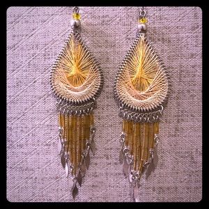 Woven & Beaded Dangly Earrings